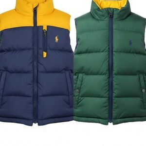 Polo Ralph Lauren Kids reversible puffer vest blue and yellow color-block Sz 5